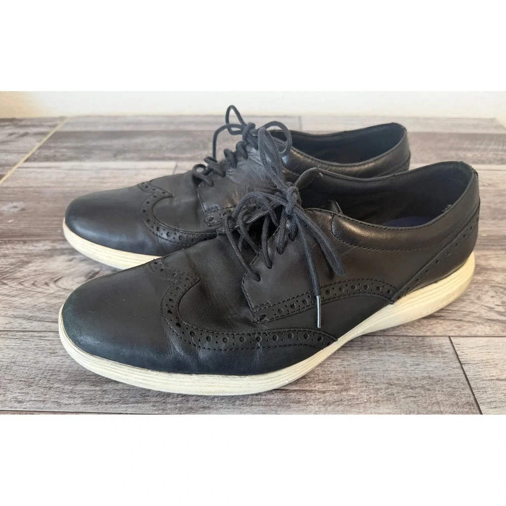 Cole Haan Grand OS Wingtip Oxford Shoes Size 11M Black Leather Brogue Casual